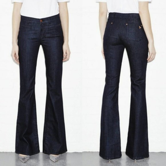 ANTHROPOLOGIE size 25 MIH mid rise kick flare raw wash blue Marrakesh jeans new - Picture 2 of 8